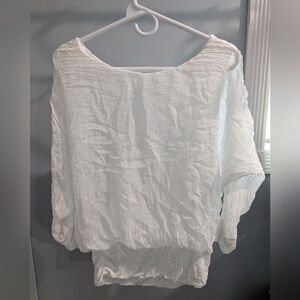 Women's Lightweight White Blouse - Classic Boatneck Top